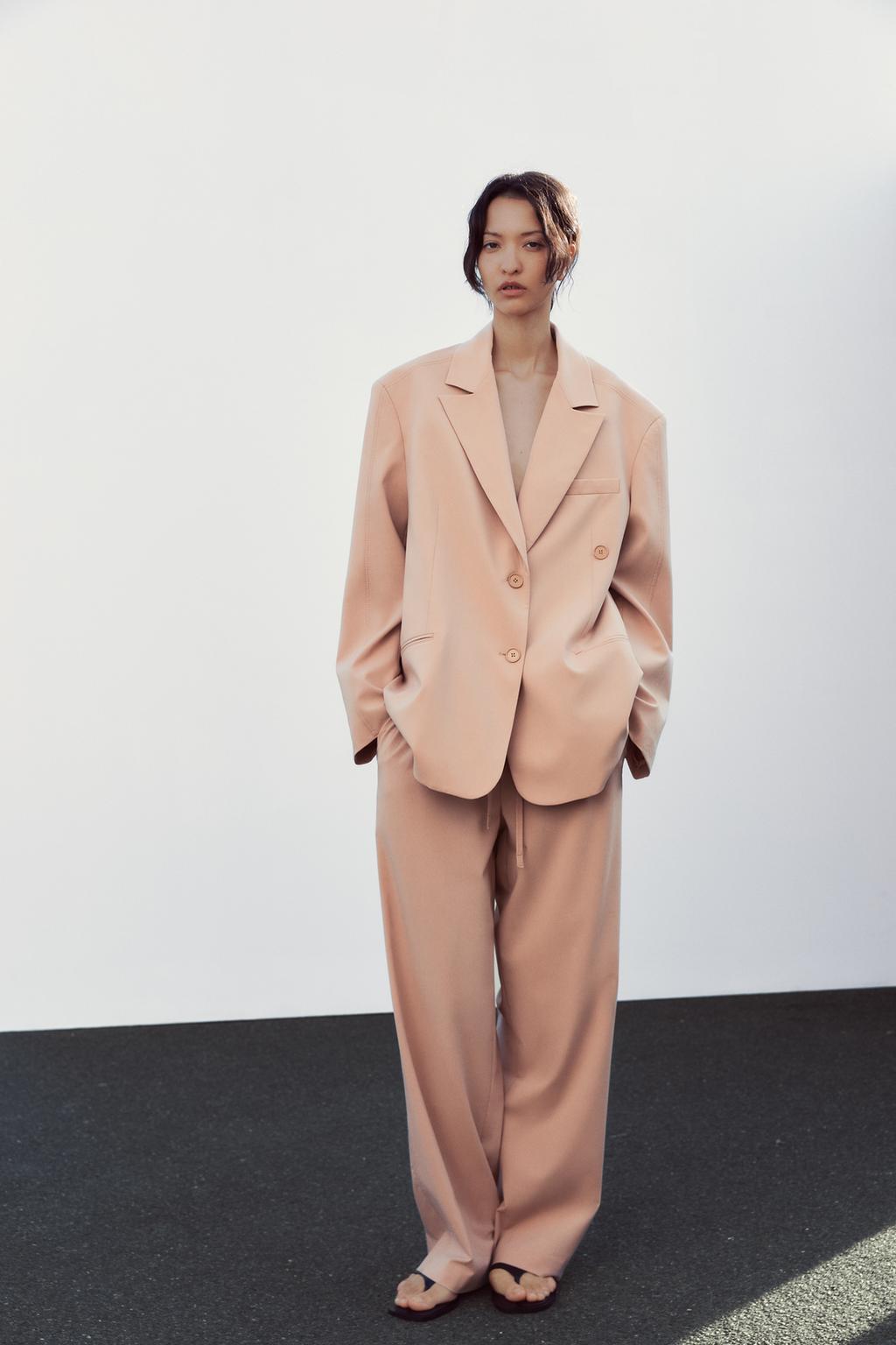 

Брюки с эластичным поясом ZARA, цвет Pale pink