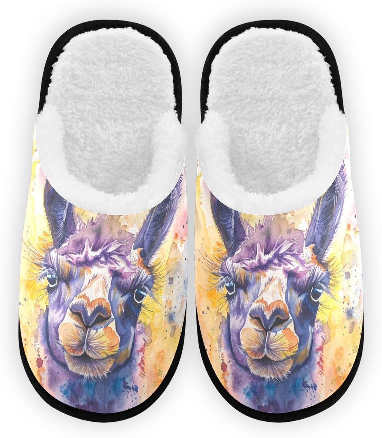 

Плюшевые тапочки FENOCHE Purple Llama для женщин и мужчин, теплые и удобные, для путешествий и спа, противоскользящие домашние тапочки, Multicolor