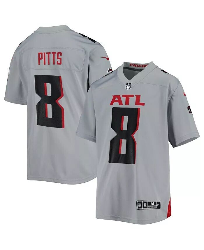 

Серая майка Big Boys Kyle Pitts Atlanta Falcons с перевернутой игрой Nike