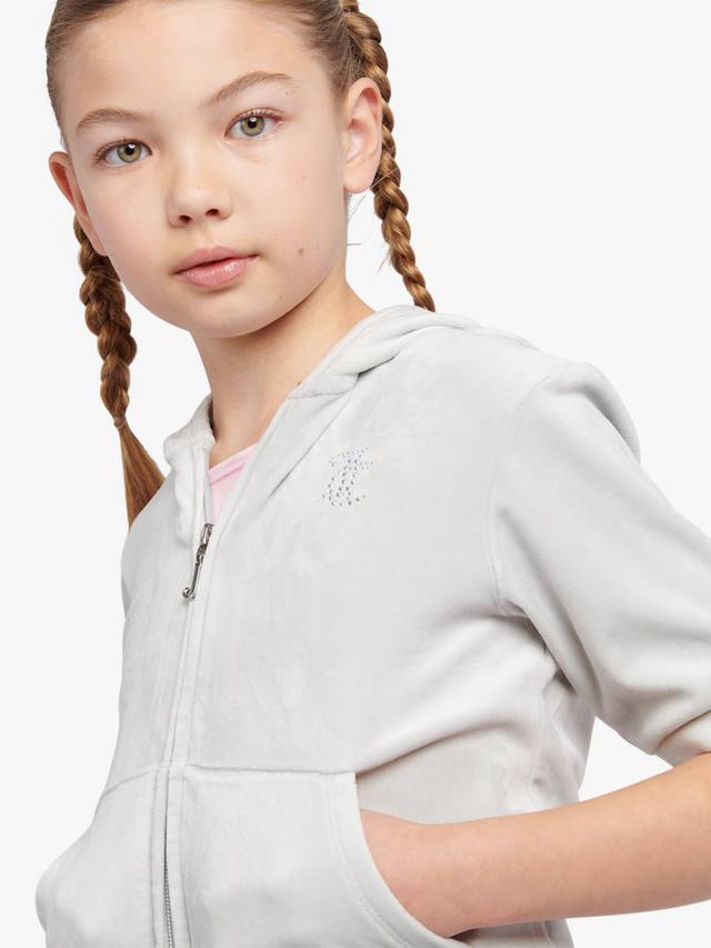 Детская худи с коротким рукавом и молнией diamante Juicy Couture, Pearl Blue — фото 4