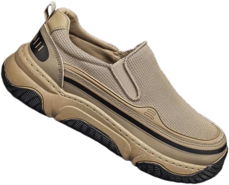 

Мужские повседневные лоферы с дышащим сетчатым верхом, толстой подошвой, прочные и противоскользящие, с одной застежкой Clolinde, хаки