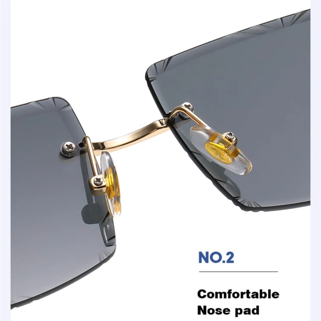 

Роскошные безрамочные солнцезащитные очки с цветными линзами и защитой от УФ-излучения UV400 для мужчин и женщин, модные металлические дужки TVTBBVV, Black C1