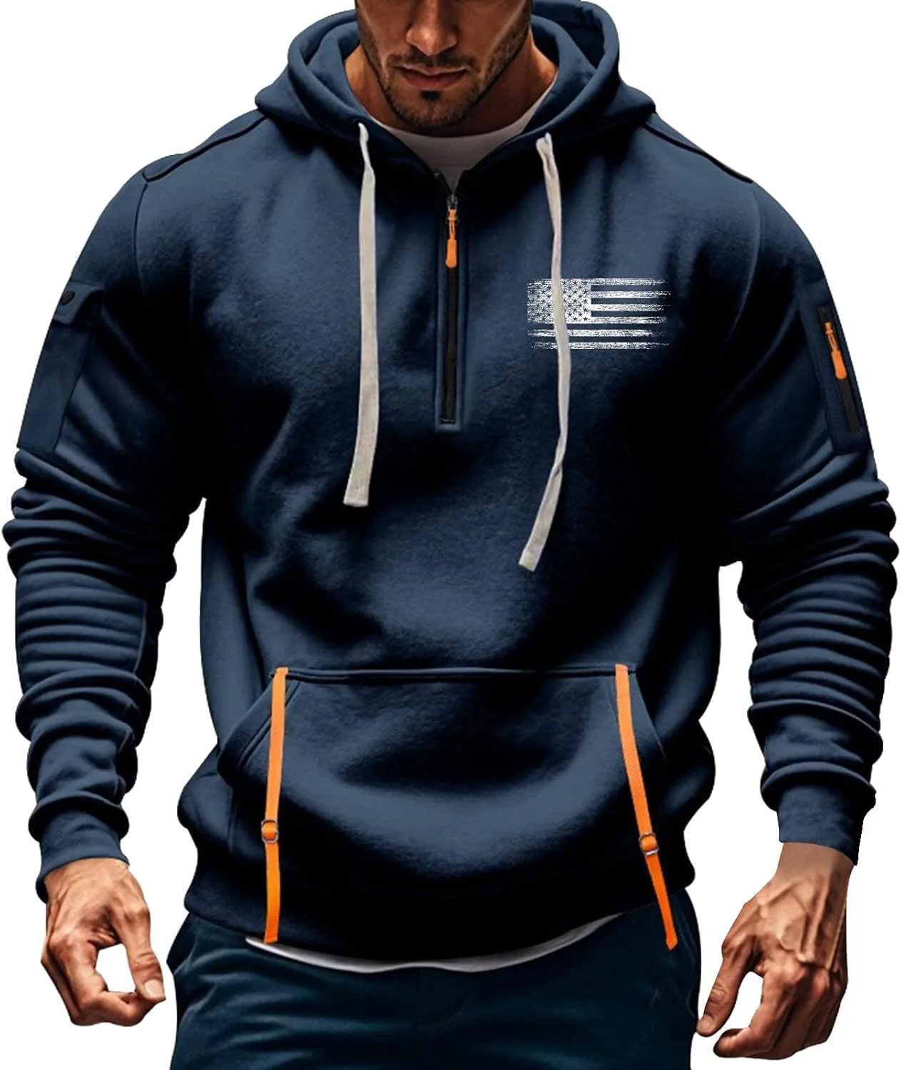 Тактический худи для мужчин Quarter Zip с карманами — фото 2