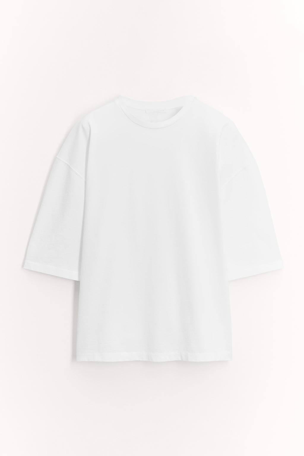 

Хлопчатобумажная футболка свободного покроя ZARA, белый