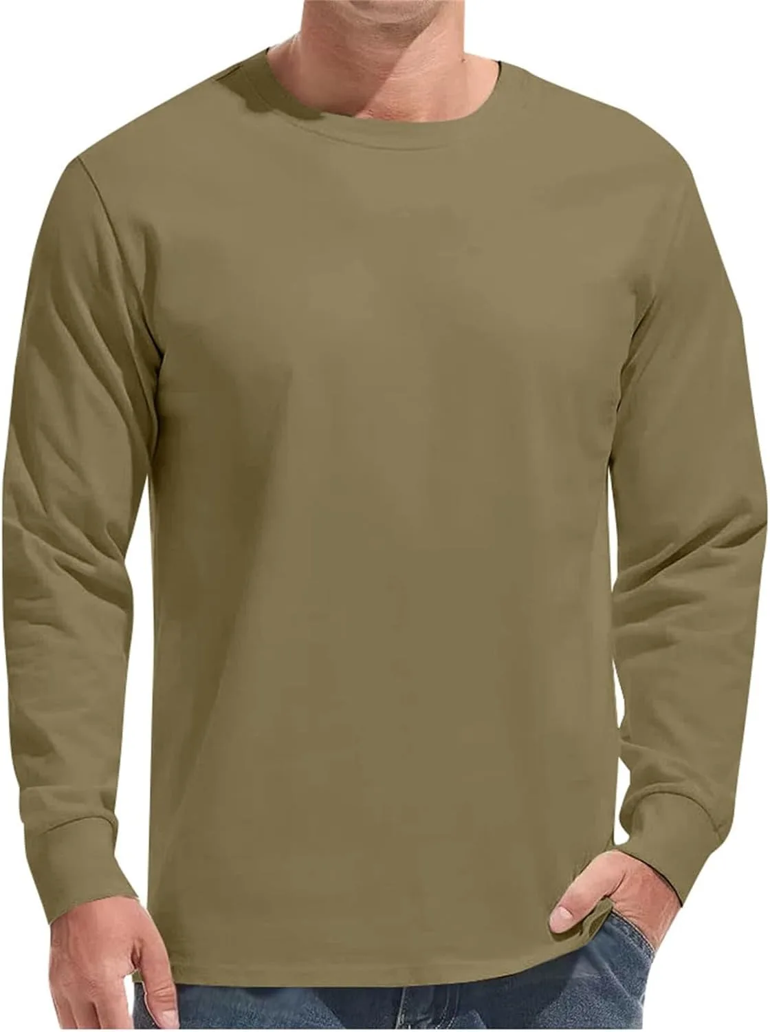 

Мужская оверсайз футболка с длинным рукавом классический slim fit однотонная с круглым вырезом