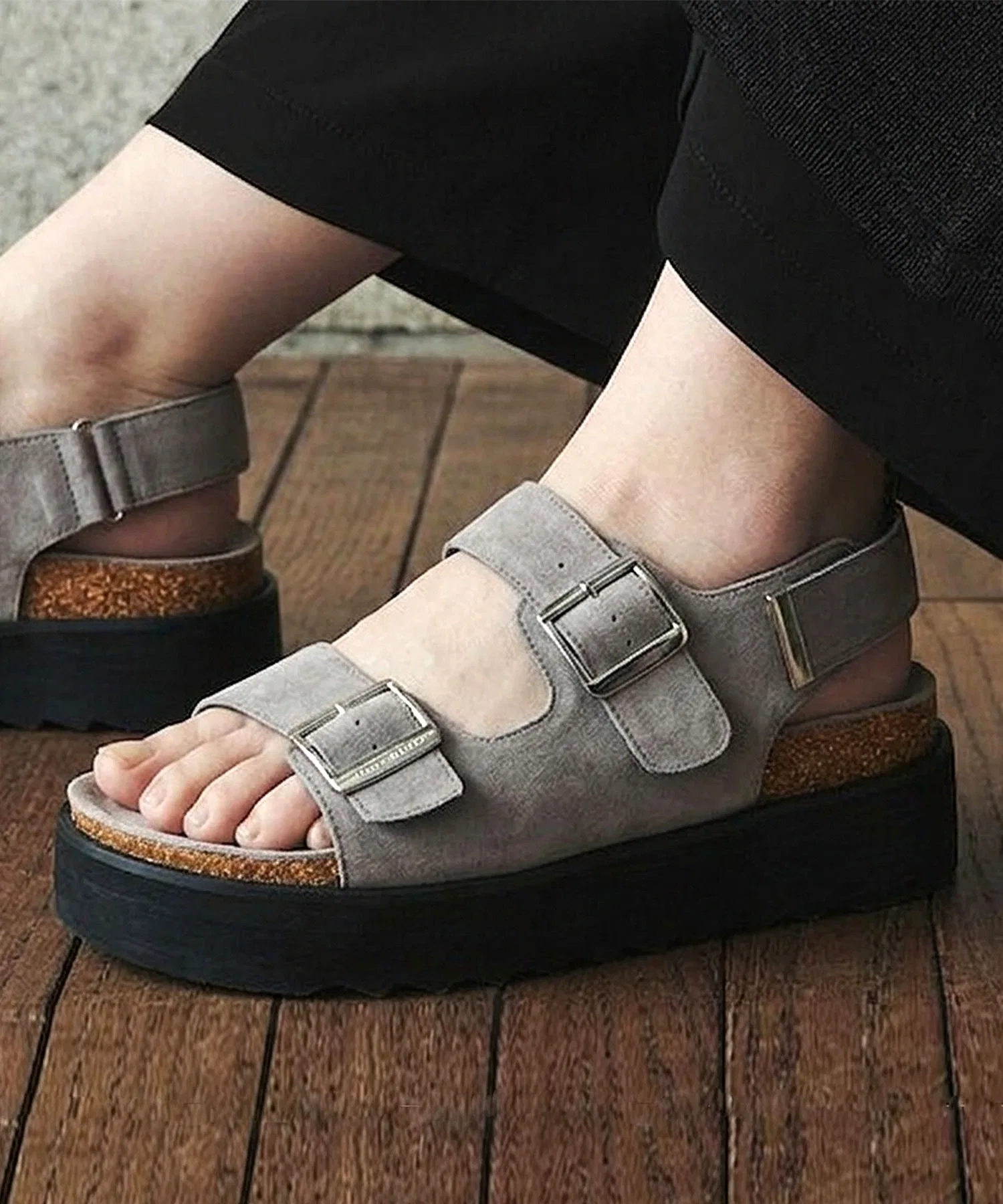 Мужские сандалии на платформе с двойными ремешками Midland FootWears 000014 бежевые