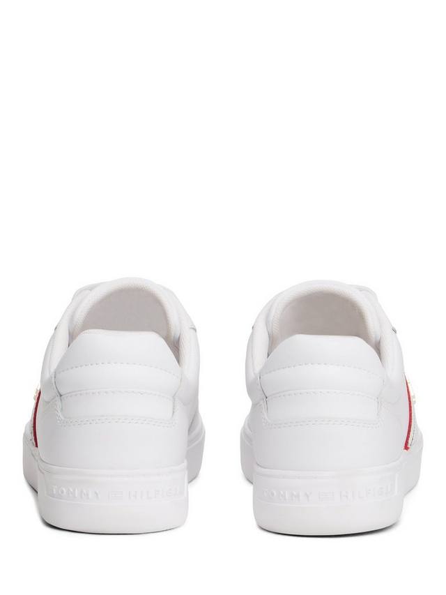 Кроссовки на кожаной подошве с полосатыми вставками Tommy Hilfiger, White — фото 4