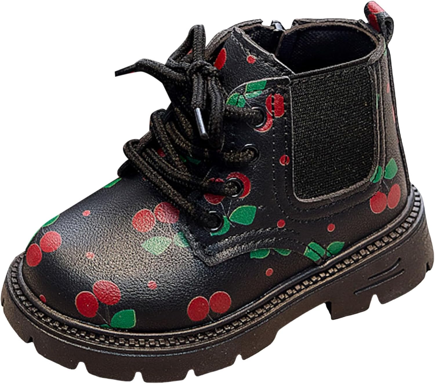 

Девушки Короткие Ботинки IWIHMIV на Щиколотку, Повседневные Кожаные Ботинки для Верховой Езды, Противоскользящие с Толстой Подошвой, Ботинки на Шнуровке с Молнией, Black