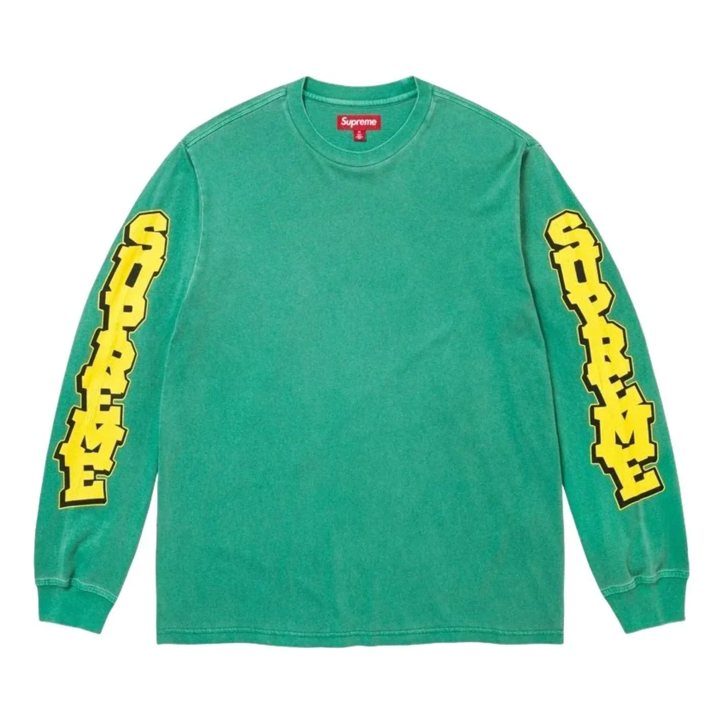 Футболка Supreme SS26 Cracked Sleeve L/S T-Shirt 'Washed Green'