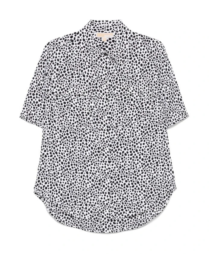 

Повседневная черная рубашка с длинными рукавами из полиэстера Michael Kors, черный