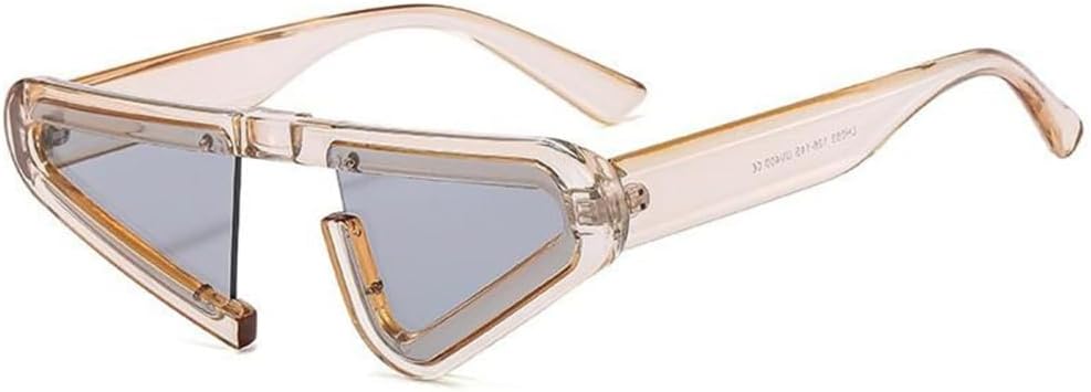 

Модные солнцезащитные очки треугольной формы 2027 года для женщин и мужчин в стиле ретро, ​​хип-хоп, трендовые солнцезащитные очки с защитой от УФ-излучения UV400 MTZJH, Champagne Grey