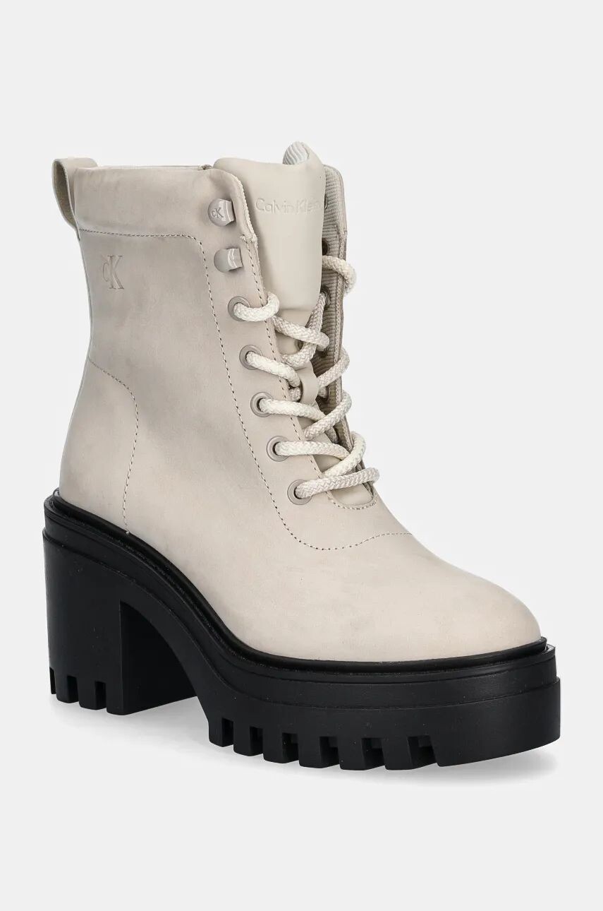 Ботильоны Calvin Klein Jeans на массивном каблуке на молнии BOOT LTH, бежевый