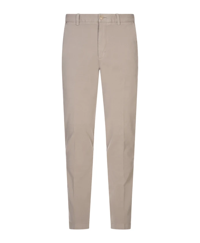 

Узкие светло-бежевые хлопковые брюки Hugo, серый