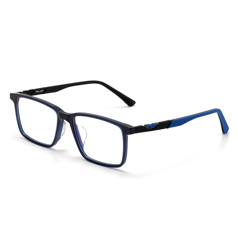 

Police Пластиковая оправа квадратной формы для очков унисекс черного цвета, VPLR07K-0955 Transparent Dark Blue