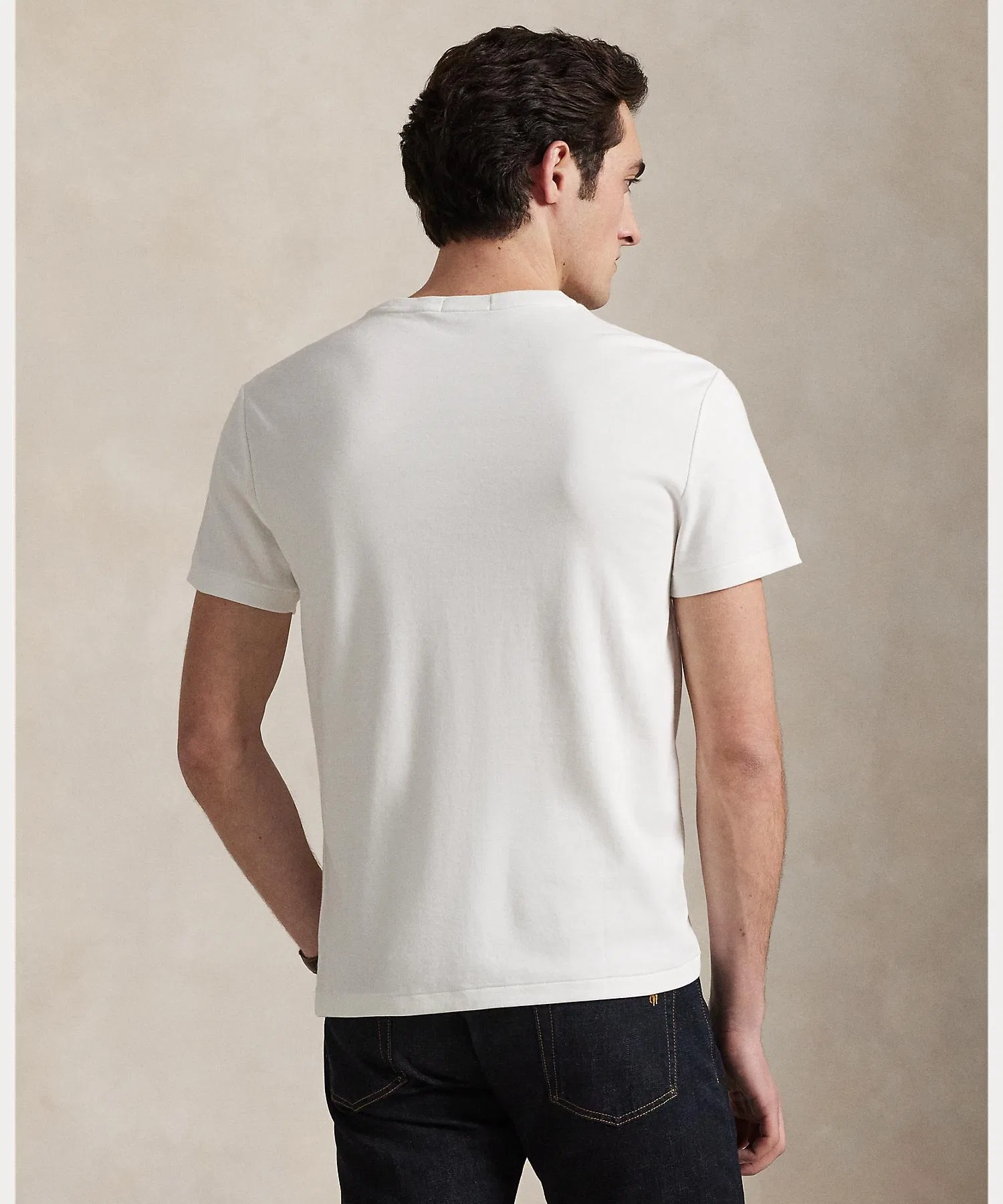 Мужская хлопковая футболка POLO RALPH LAUREN белая — фото 4