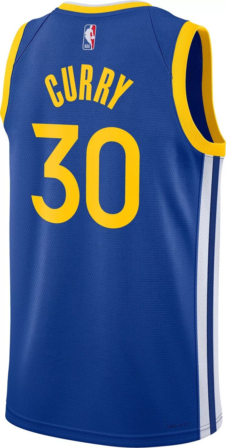 Мужская синяя майка Nike Golden State Warriors Stephen Curry #30 Dri-FIT Swingman — фото 3