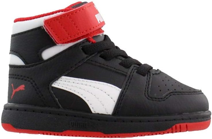 Детские кроссовки PUMA Rebound Layup на застежке-липучке, белый/черный/красный — фото 3