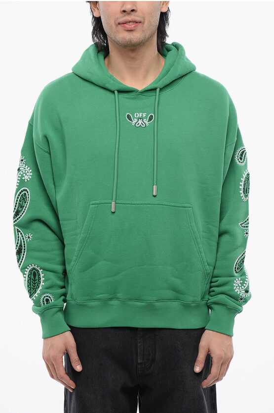 

Худи из матового хлопка Off-White Bandana, зеленый
