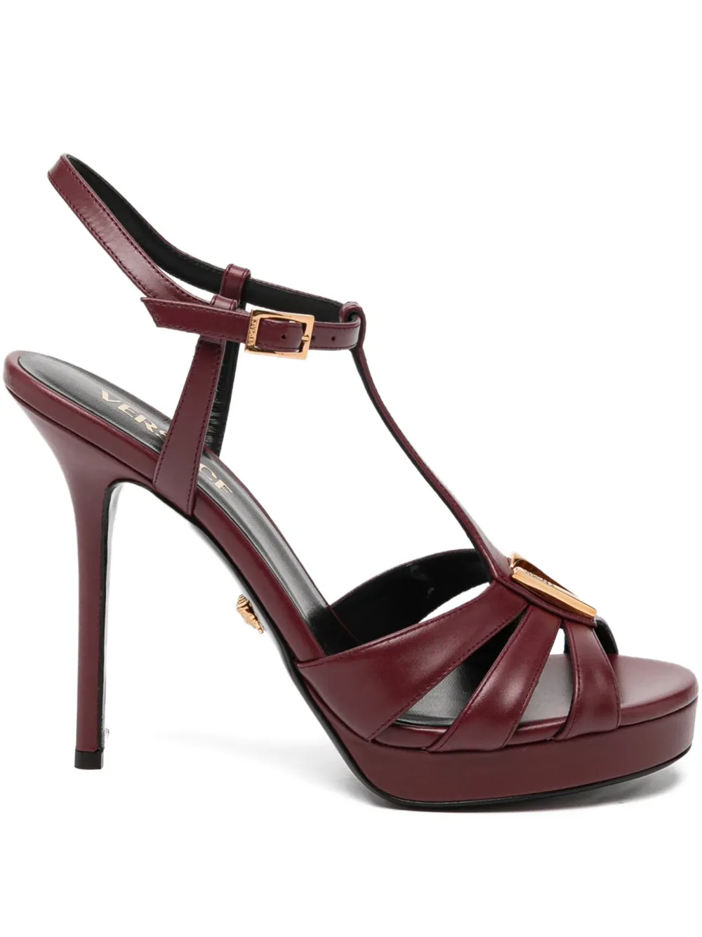 Босоножки V на каблуке 120 мм Versace, красный