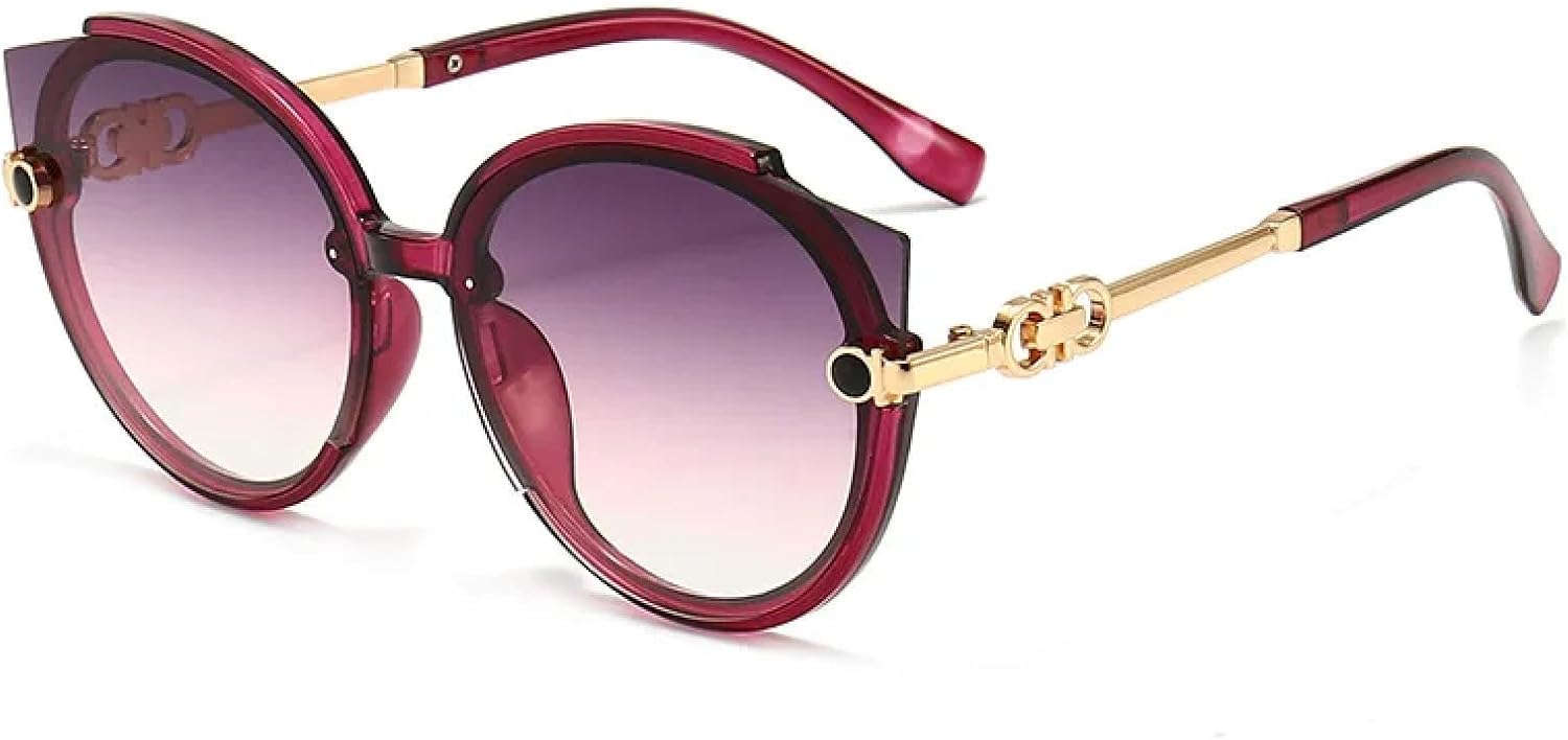 

Солнцезащитные очки «кошачий глаз» для женщин, круглые солнцезащитные очки для мужчин, большие солнцезащитные очки, чайный оттенок, защита от УФ-излучения UV400 DSVIGF, Purple