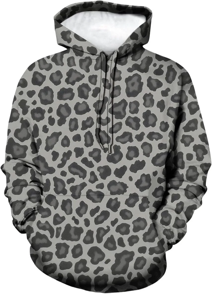 

Толстовка с леопардовым принтом для мужчин, с карманами Hurspmr