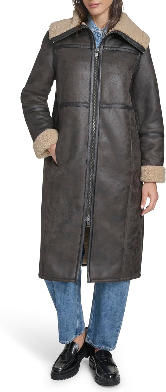 

Длинное женское пальто Levi's из искусственной овчины, Molasses