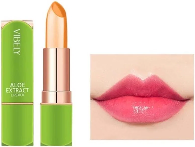 Губная помада Color Changing Lipstick, алоэ вера, оранжево-красный