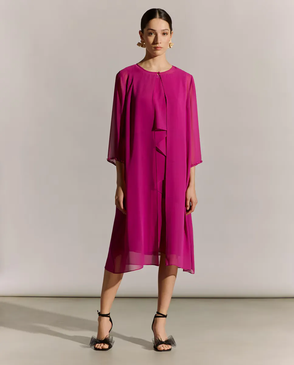 

Короткое многослойное платье с пальто Woman Fiesta El Corte Inglés, цвет Fucsia