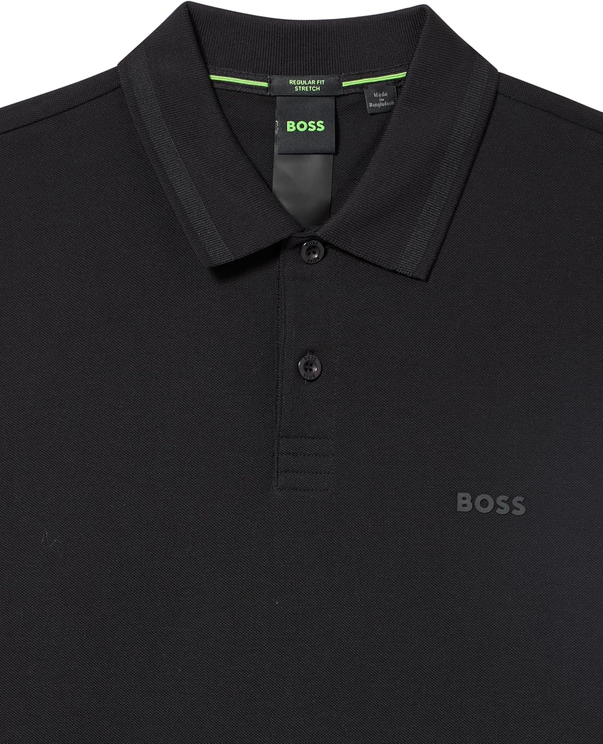 Мужская спортивная рубашка-поло BOSS Pio Sporty Tonal Collar, Pitch Black — фото 2