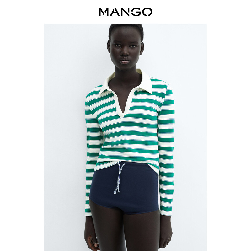 

Женская футболка Mango контрастного цвета в полоску, зеленый