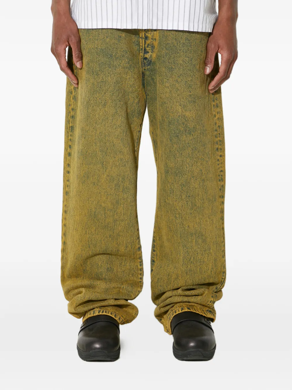 

Джинсы из денима с вышитым логотипом Aries, желтый