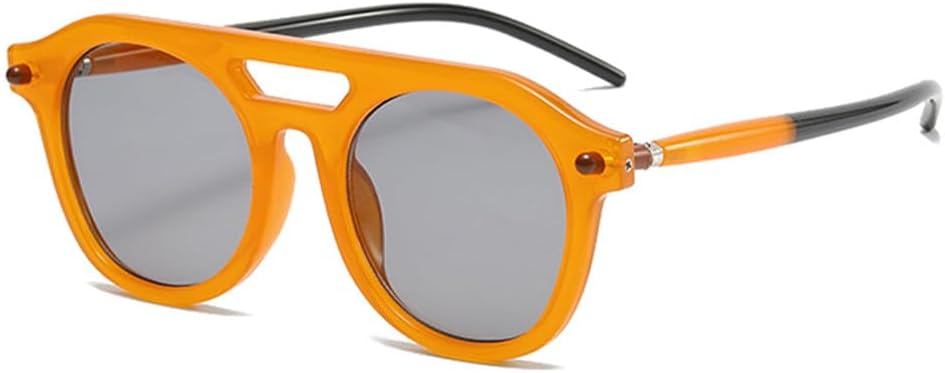 

Солнцезащитные очки UV400 для мужчин и женщин | Двойная перемычка, заклепки, прозрачный градиент | для вождения и занятий спортом на открытом воздухе generic, Orange Light Gray
