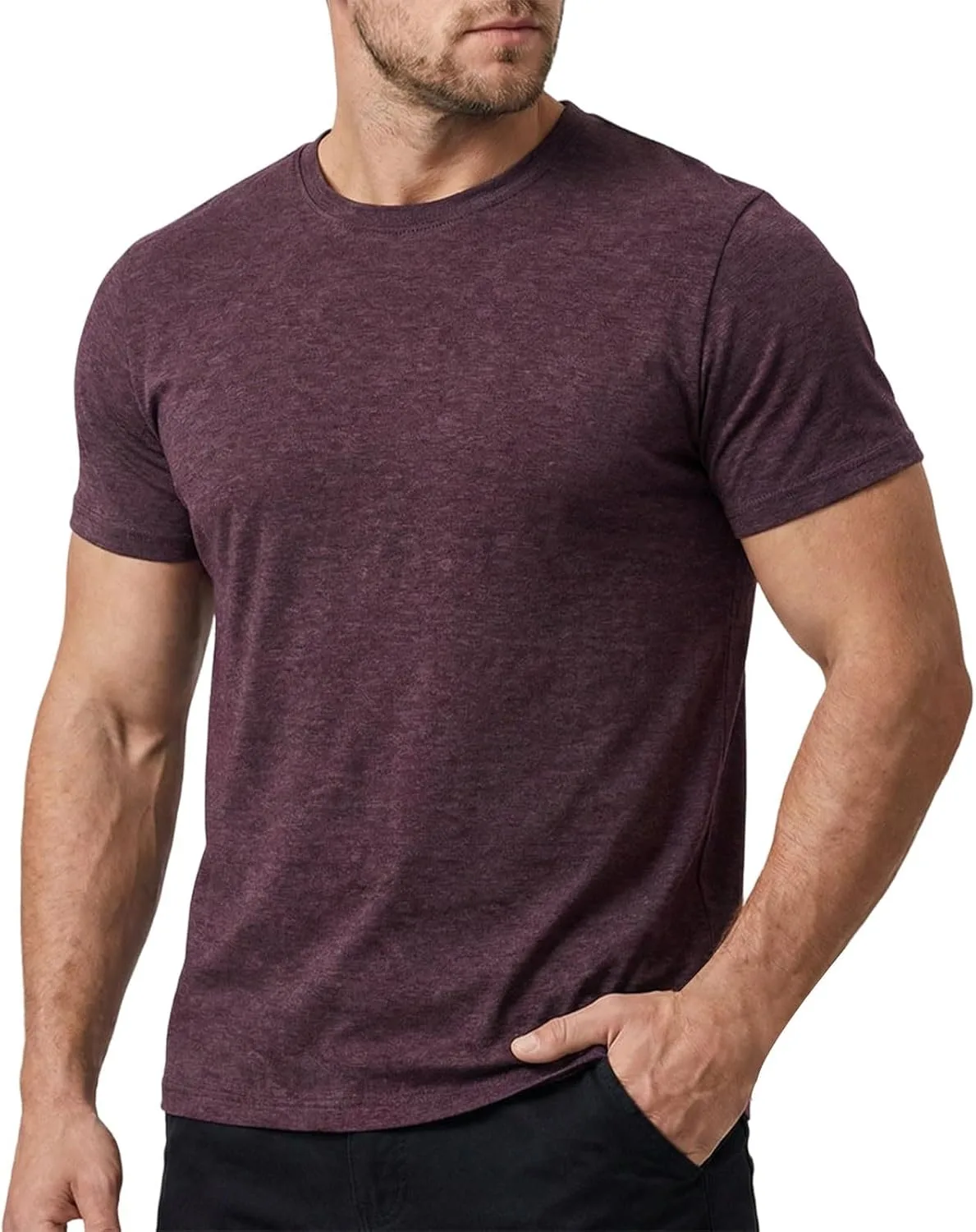 Футболка для мужчин Casual Cotton, короткий рукав, легкая, однотонная, Big and Tall, Crew Neck