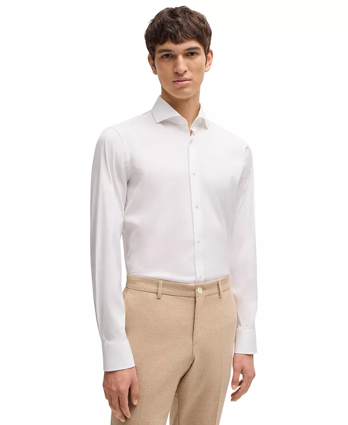 

Мужская классическая рубашка Slim-Fit Easy-Iron Hugo Boss, белый