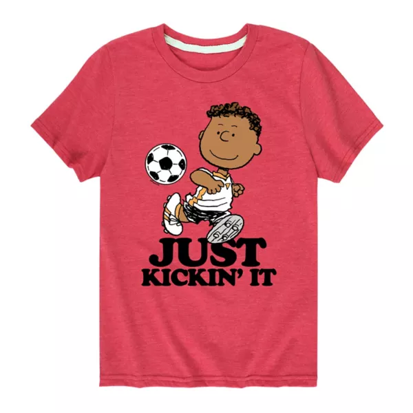 

Футболка для мальчиков 8-20 лет Peanuts Franklin Just Kickin' It с принтом Licensed Character, красный
