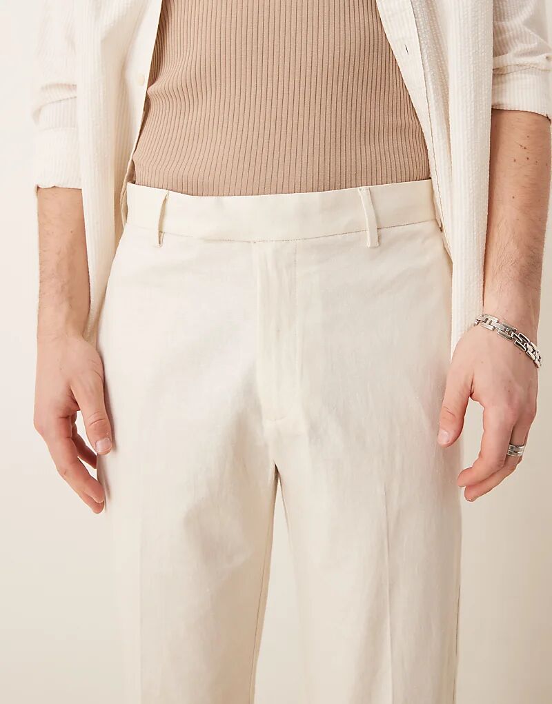 

Прямые брюки из льняной смеси ASOS DESIGN цвета экрю
