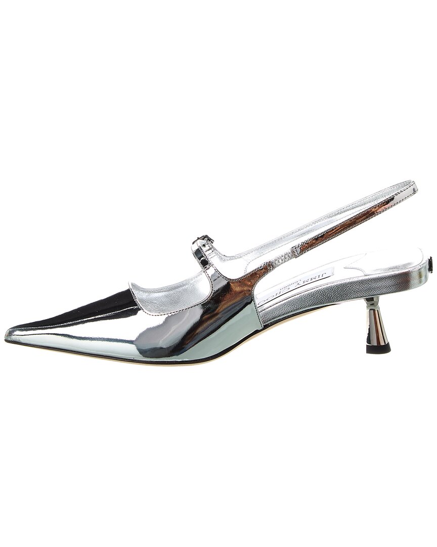 Туфли-лодочки Jimmy Choo Didi 45 из кожи с открытой пяткой, серебряный — фото 2