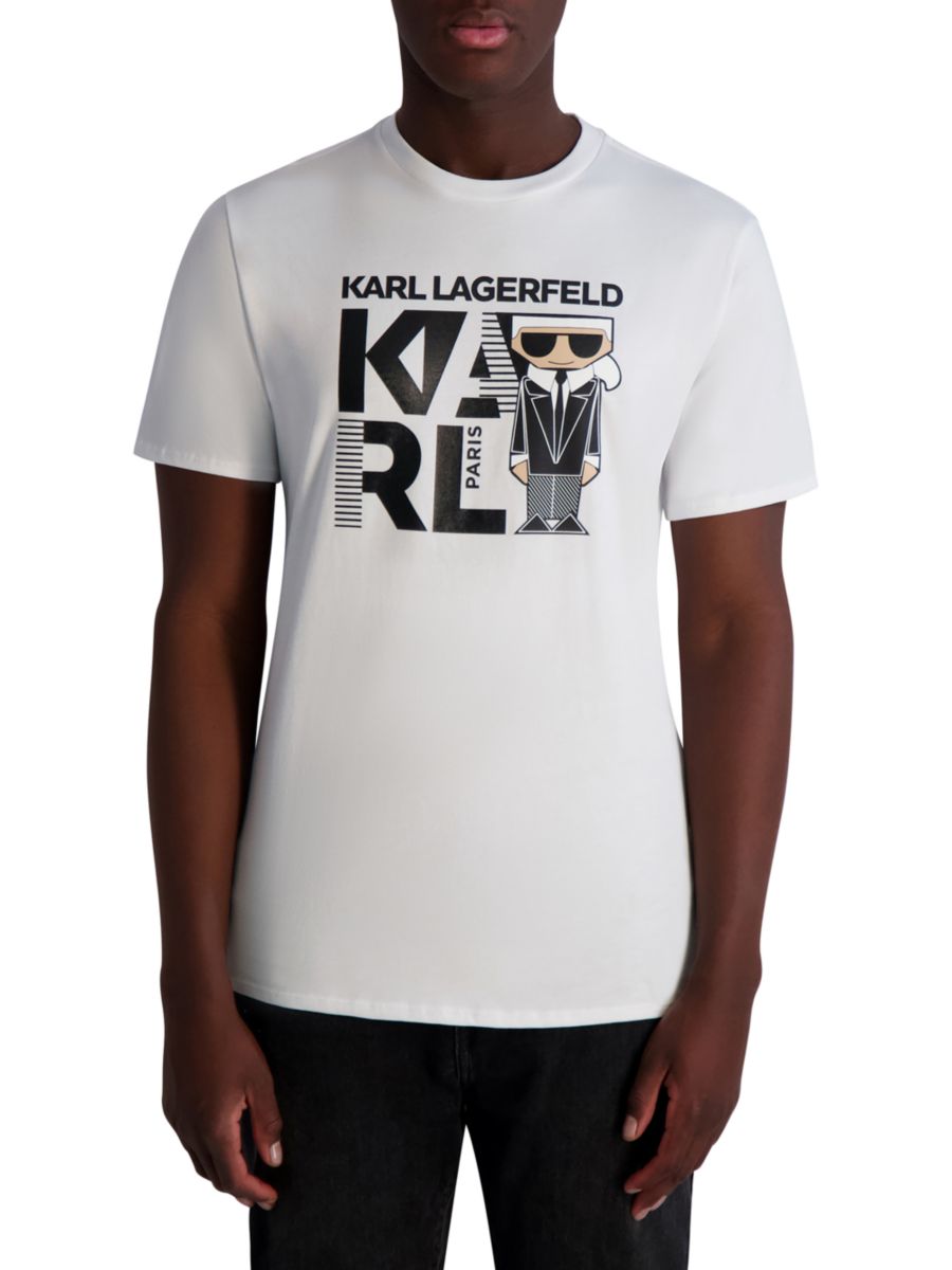 

Футболка с принтом Kocktail из хлопка Karl Lagerfeld Paris, белый