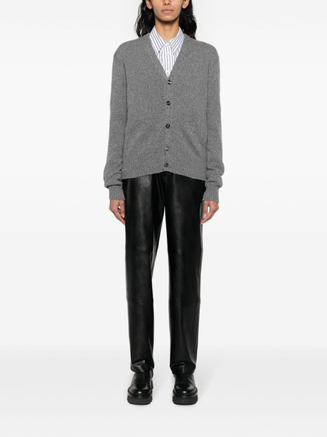 

AMI Paris V-neck cashmere blend cardigan, серый
