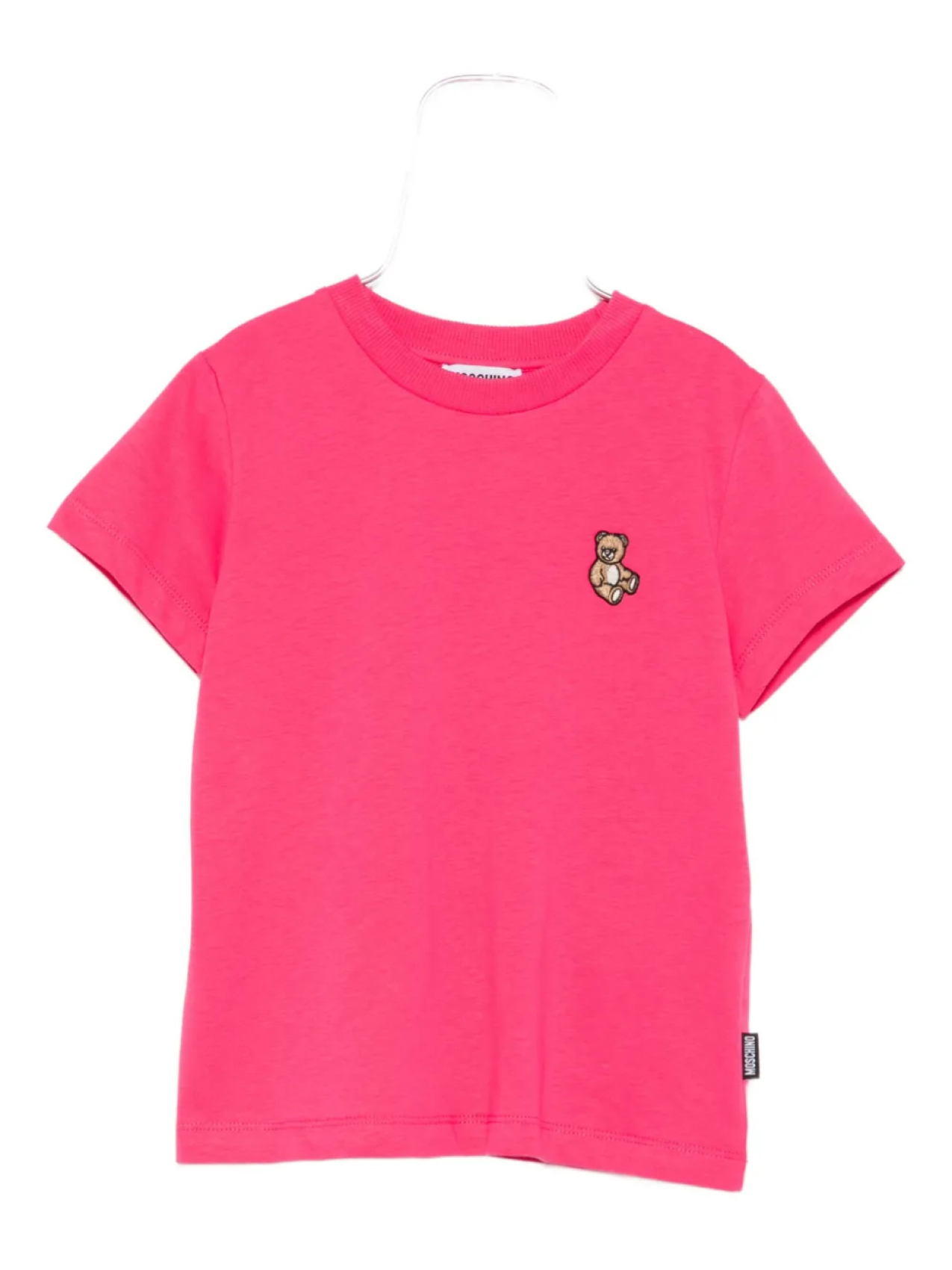 

Футболка Moschino Kids из хлопка с вышивкой в виде плюшевого мишки, розовый