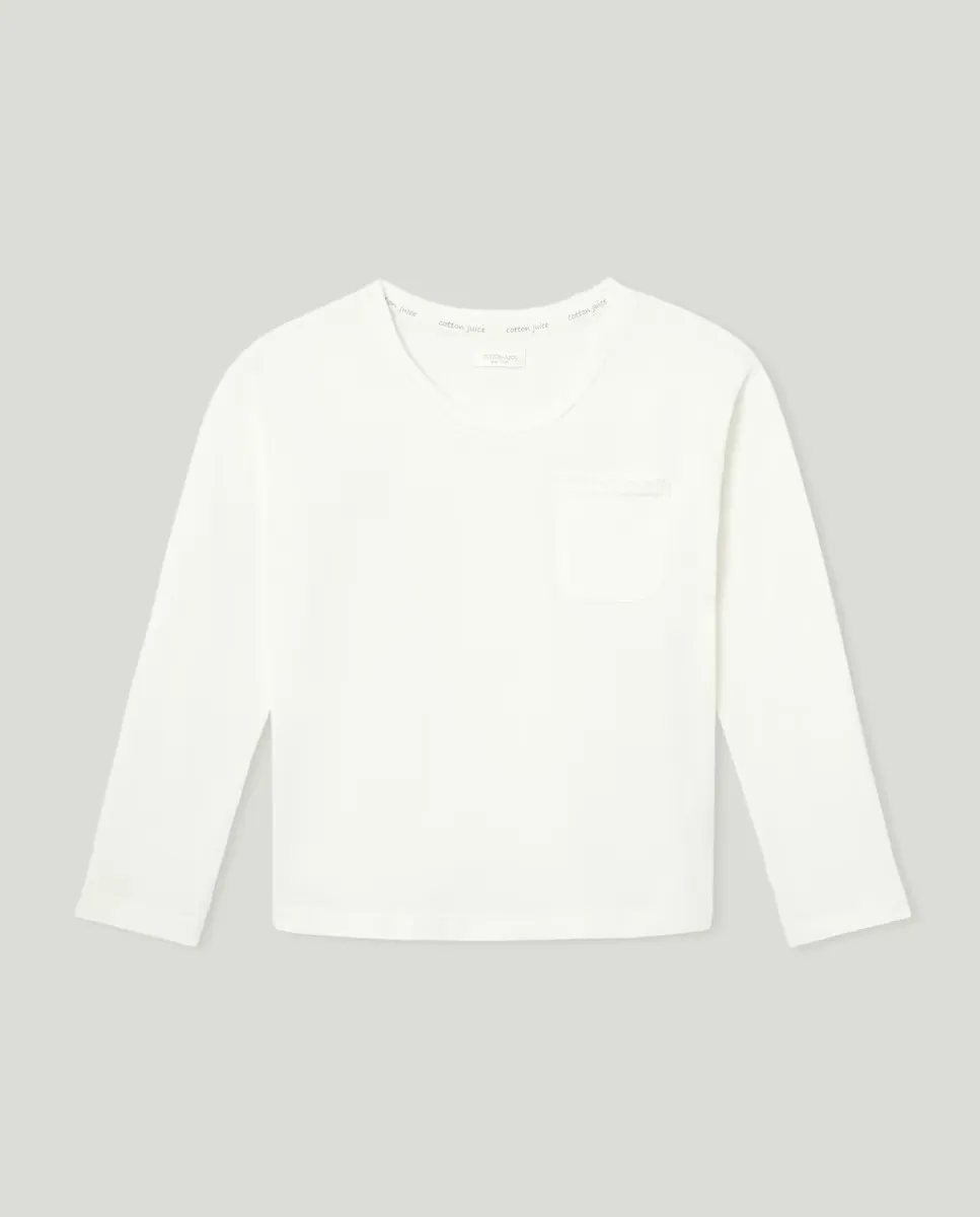 

Футболка для девочки с коротким рукавом и карманом Cotton Juice, белый