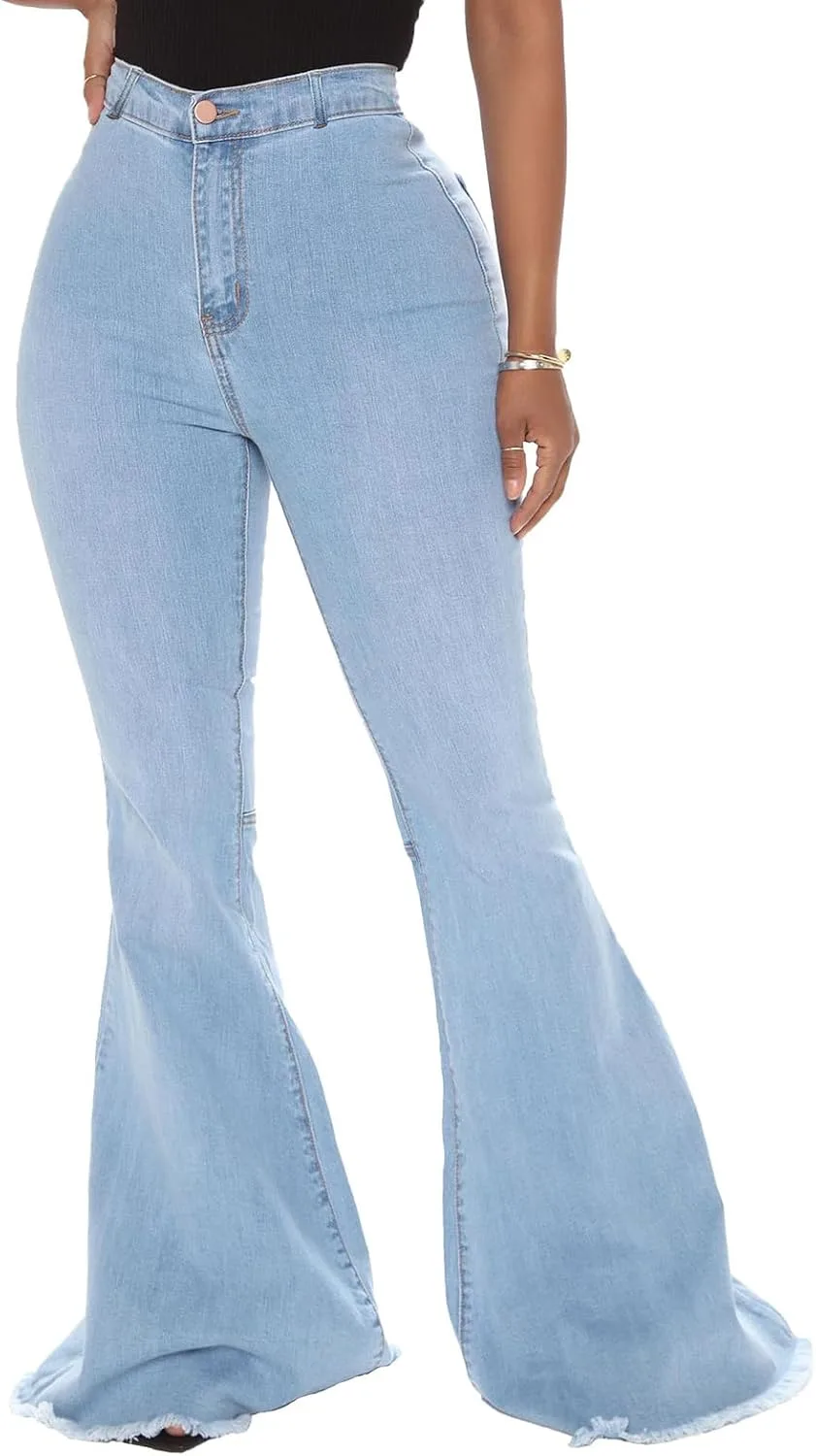 

Женские джинсы с высокой талией и расклешенными штанинами MHGFELKY