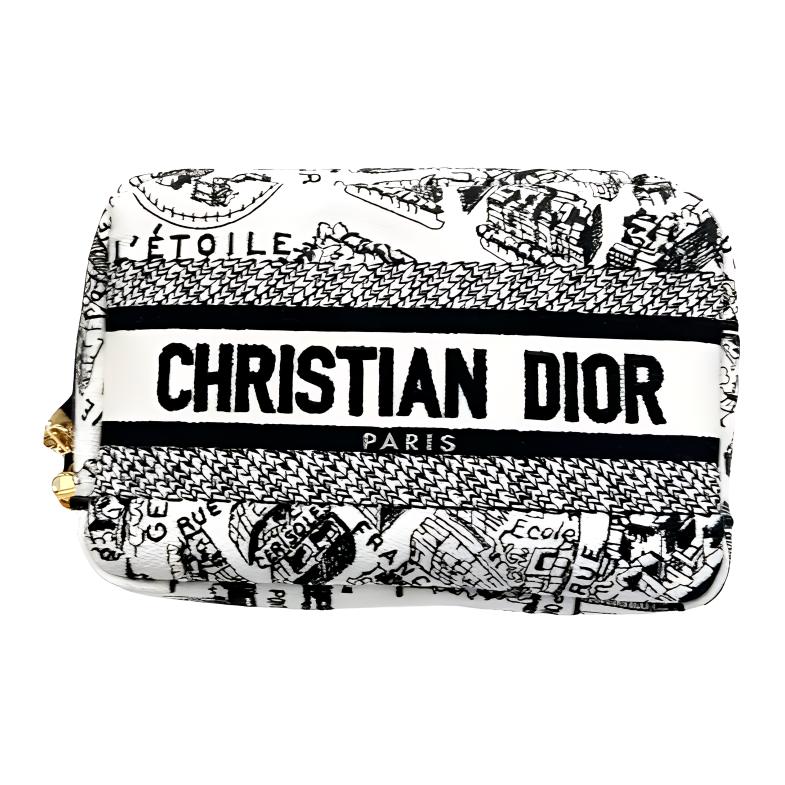 

DIOR Косметичка холщовая маленькая женская черно-белая