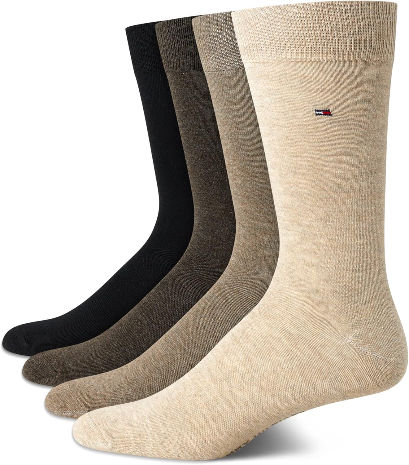 

Мужские носки Tommy Hilfiger - 4 пары легких эластичных хлопковых носков для мужчин, дышащие, мягкие, комфортные, Taupe Heather Assort