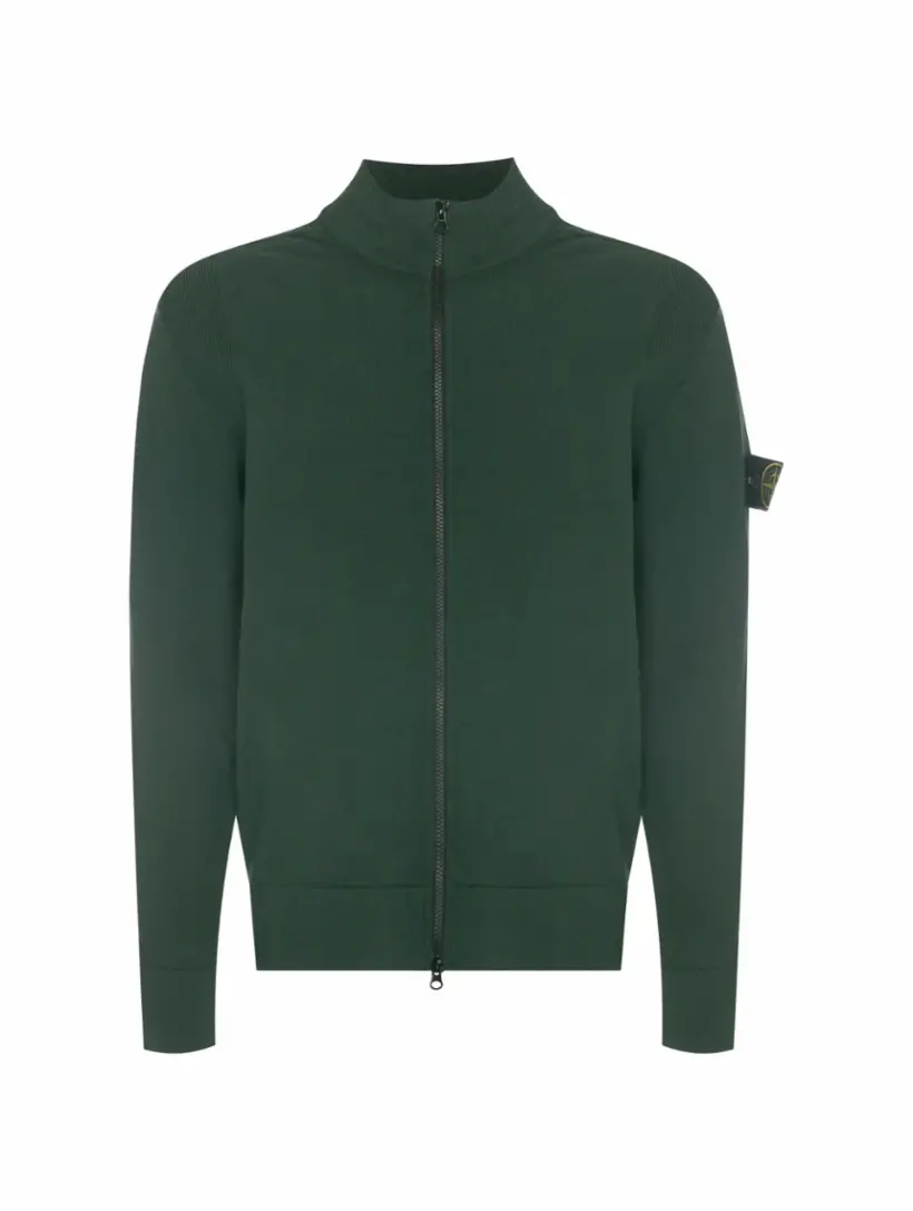 

Шерстяной кардиган с логотипом Stone Island, зелёный