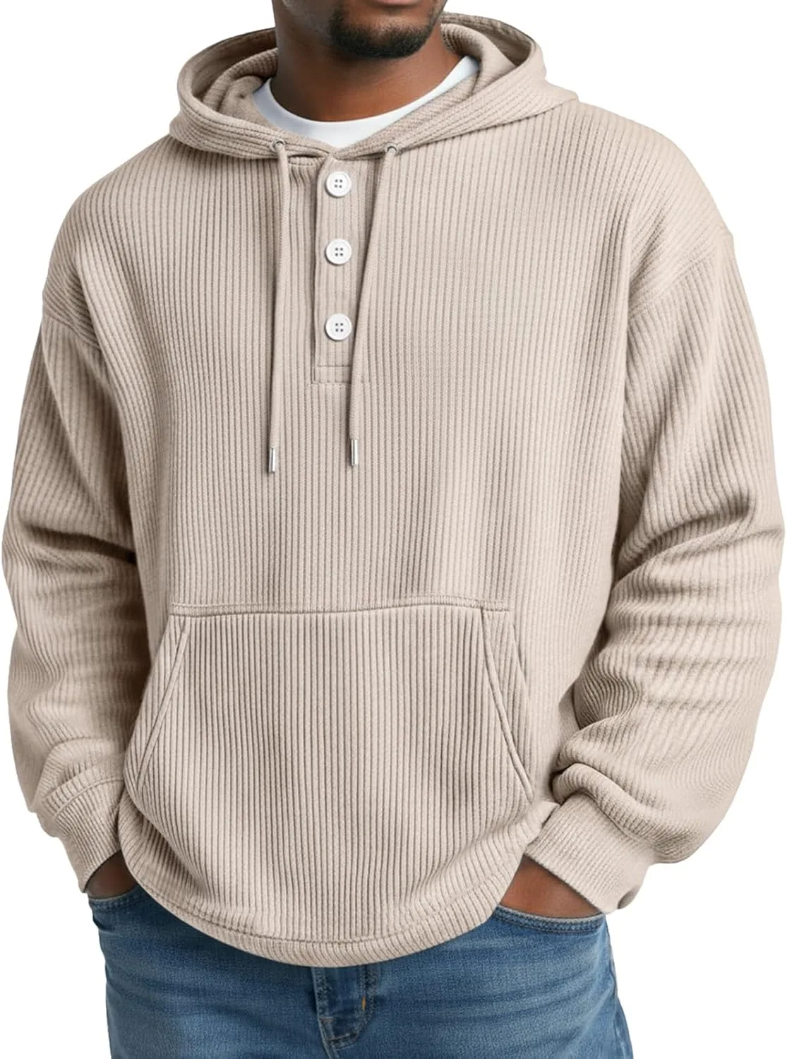 Толстовка с капюшоном Henley для мужчин Big and Tall, с карманом-кенгуру