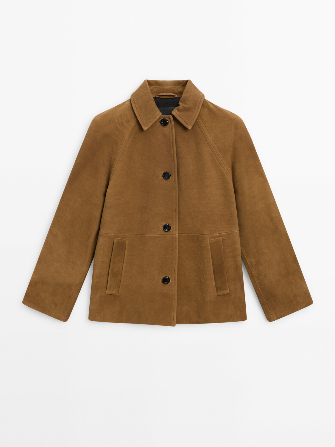 

Куртка из кожи и нубука Massimo Dutti, коричневый