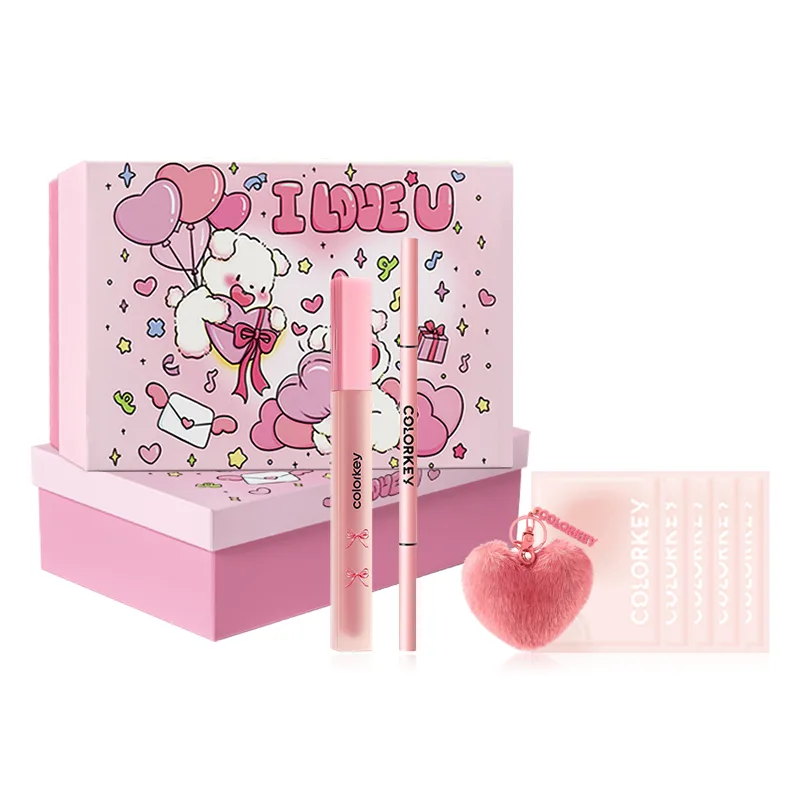 Colorkey Жидкая помада и карандаши для бровей в красочной коробке Love Confession Balloon Puppy Collection, Sweet Dream Ballet Puppy Gift Box