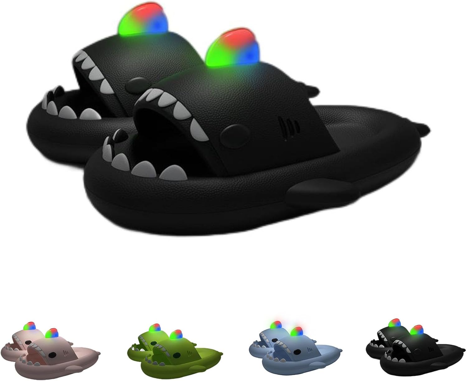 

Тапочки Zureto Luminous Shark, летние новинки с открытым носком, антискользящие, для пляжа, бассейна и душа, унисекс, черный