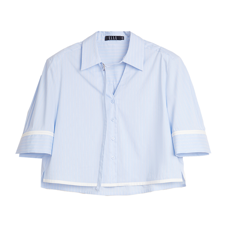 

ELLE Рубашка женская в полоску с V-образным вырезом тонкая